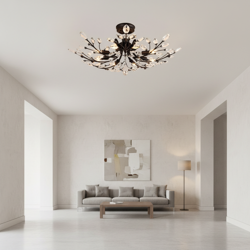 LuminaraCrystal | Elegant Dual-Mode Flush Mount Ceiling Light Fixture
