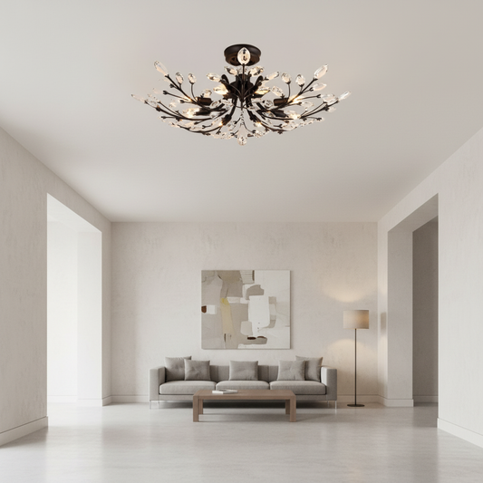 LuminaraCrystal | Elegant Dual-Mode Flush Mount Ceiling Light Fixture