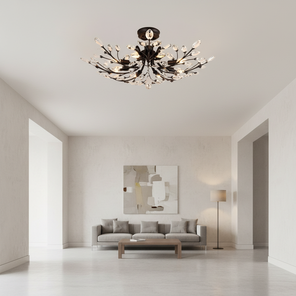 LuminaraCrystal | Elegant Dual-Mode Flush Mount Ceiling Light Fixture
