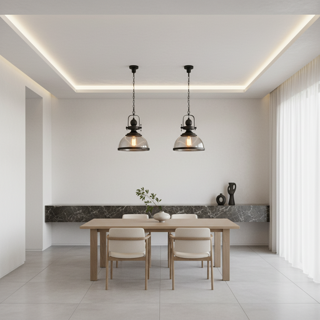 Luminara | Stylish Black Industrial Glass Pendant Light Fixture