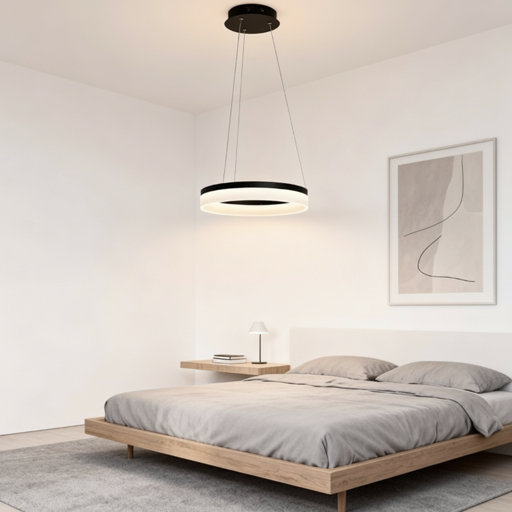 Lunara | Sleek Modern Black Pendant Light with Dimmable LED Illumination