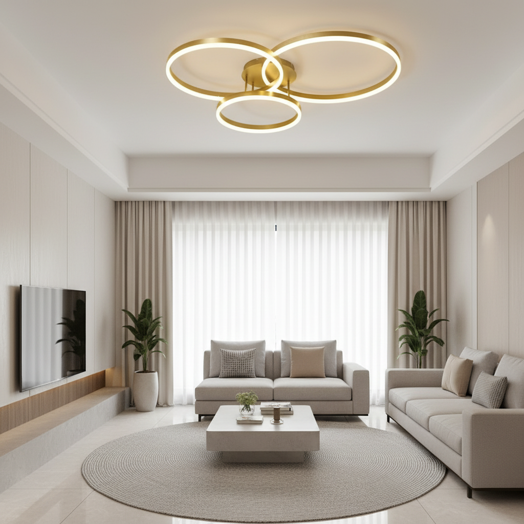 Luminara | Stylish Modern Gold Flush Mount Ceiling Light Fixture