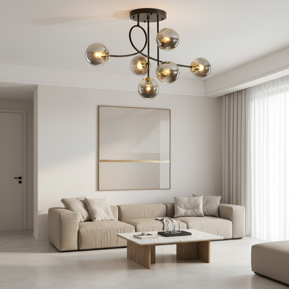 Lunaria | Elegant Modern Gold Semi-Flush Mount Chandelier Light Fixture
