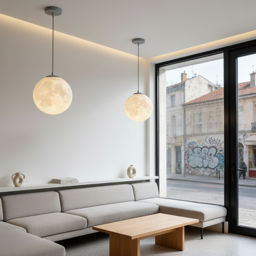 Lunara | Elegant Minimalist Moon Globe Pendant Light Fixture