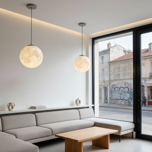 Lunara | Elegant Minimalist Moon Globe Pendant Light Fixture