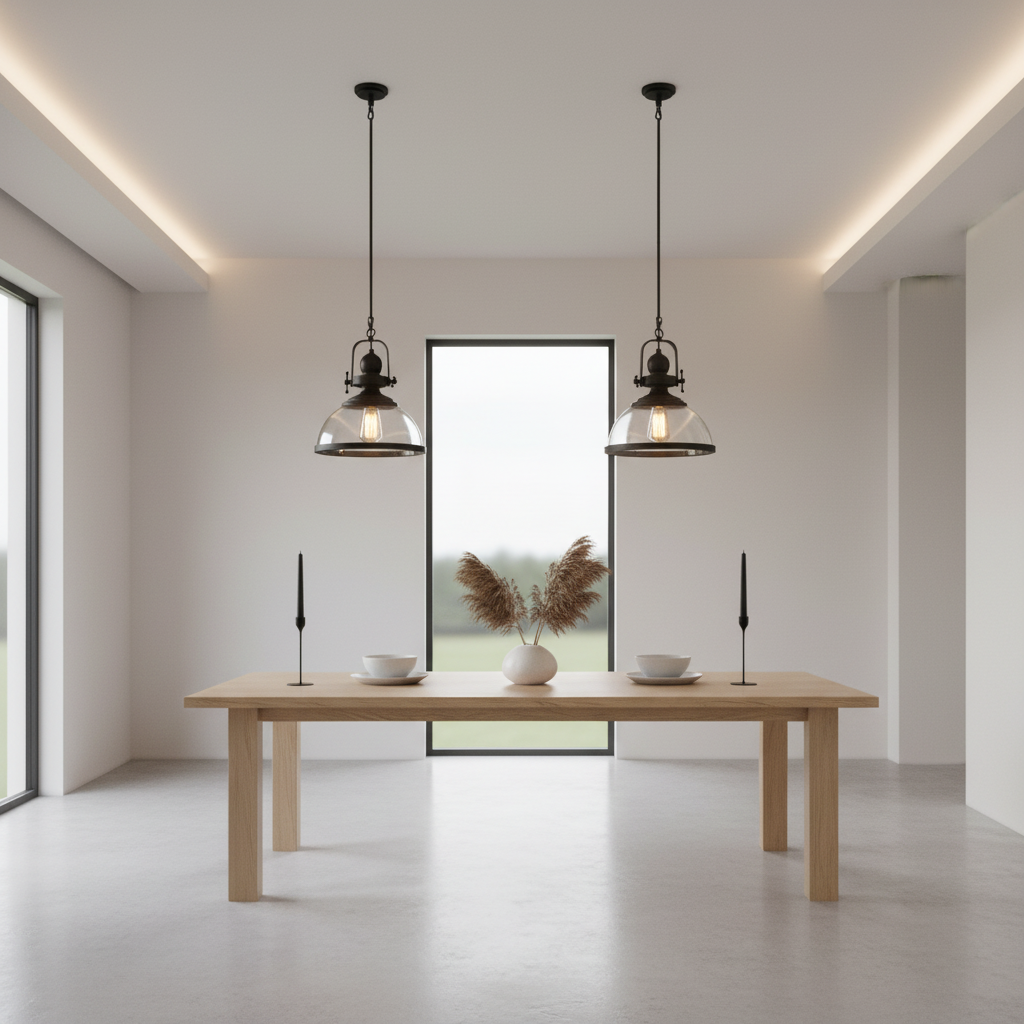 Luminara | Stylish Black Industrial Glass Pendant Light Fixture