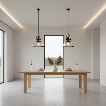 Luminara | Stylish Black Industrial Glass Pendant Light Fixture