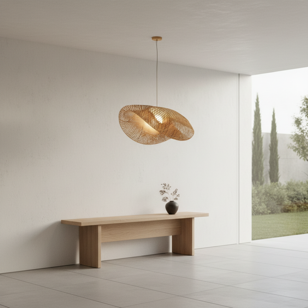 BambooWave | Elegant Natural Bamboo Kitchen Pendant Lighting Fixture