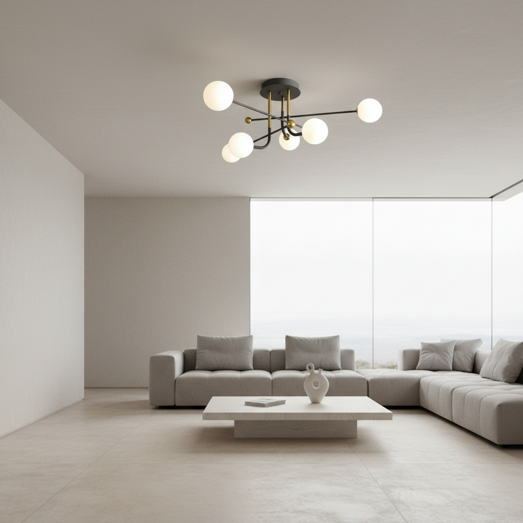 Celestia | Elegant Geometric Sputnik Globe Semi-Flush Mount Light