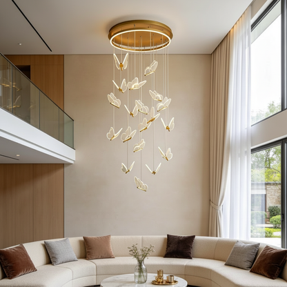 AureliaGlow | Elegant Modern Acrylic Butterfly Chandelier Design