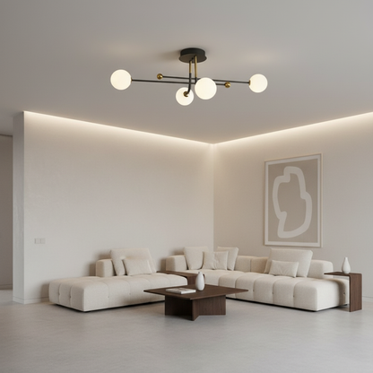 Celestia | Elegant Geometric Sputnik Globe Semi-Flush Mount Light
