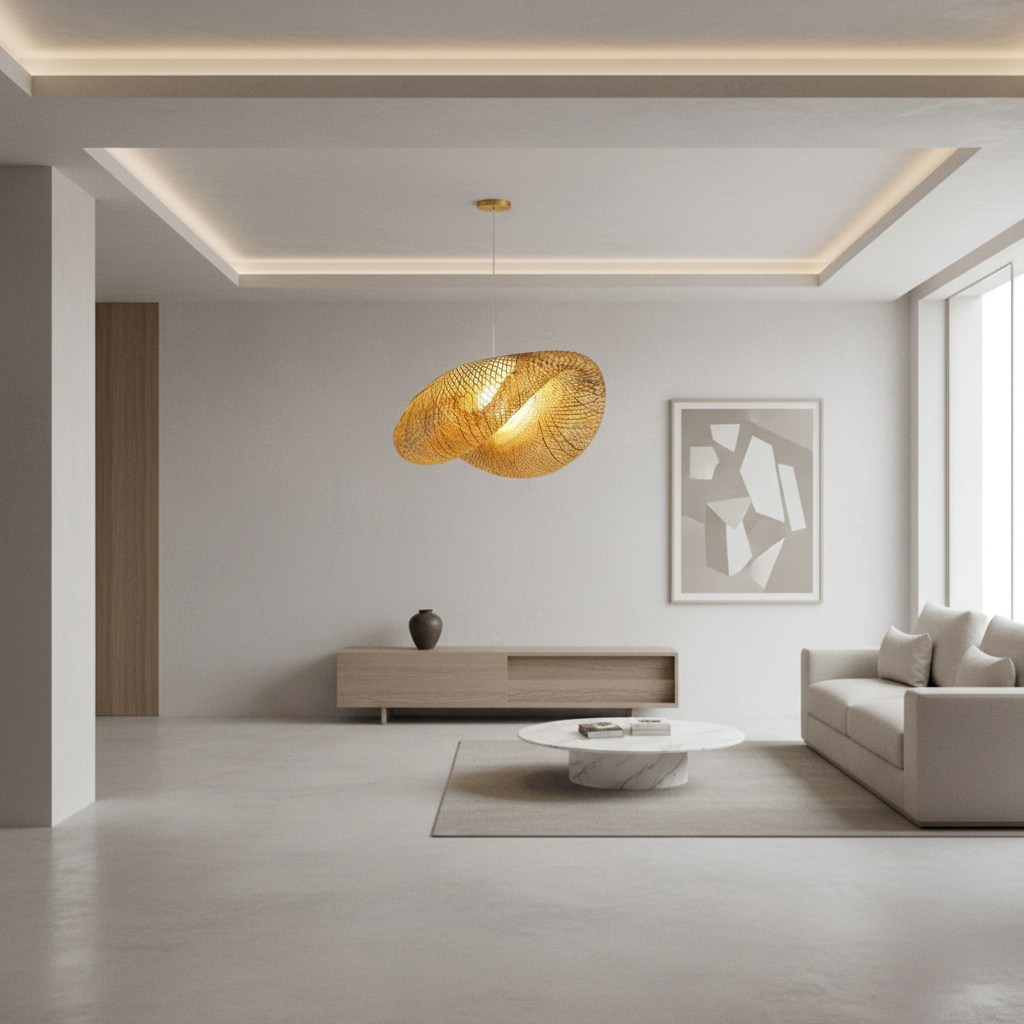 BambooWave | Elegant Natural Bamboo Kitchen Pendant Lighting Fixture
