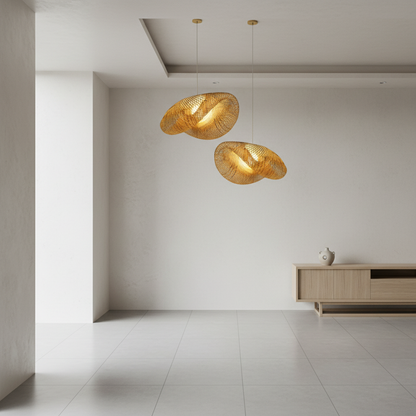 BambooWave | Elegant Natural Bamboo Kitchen Pendant Lighting Fixture