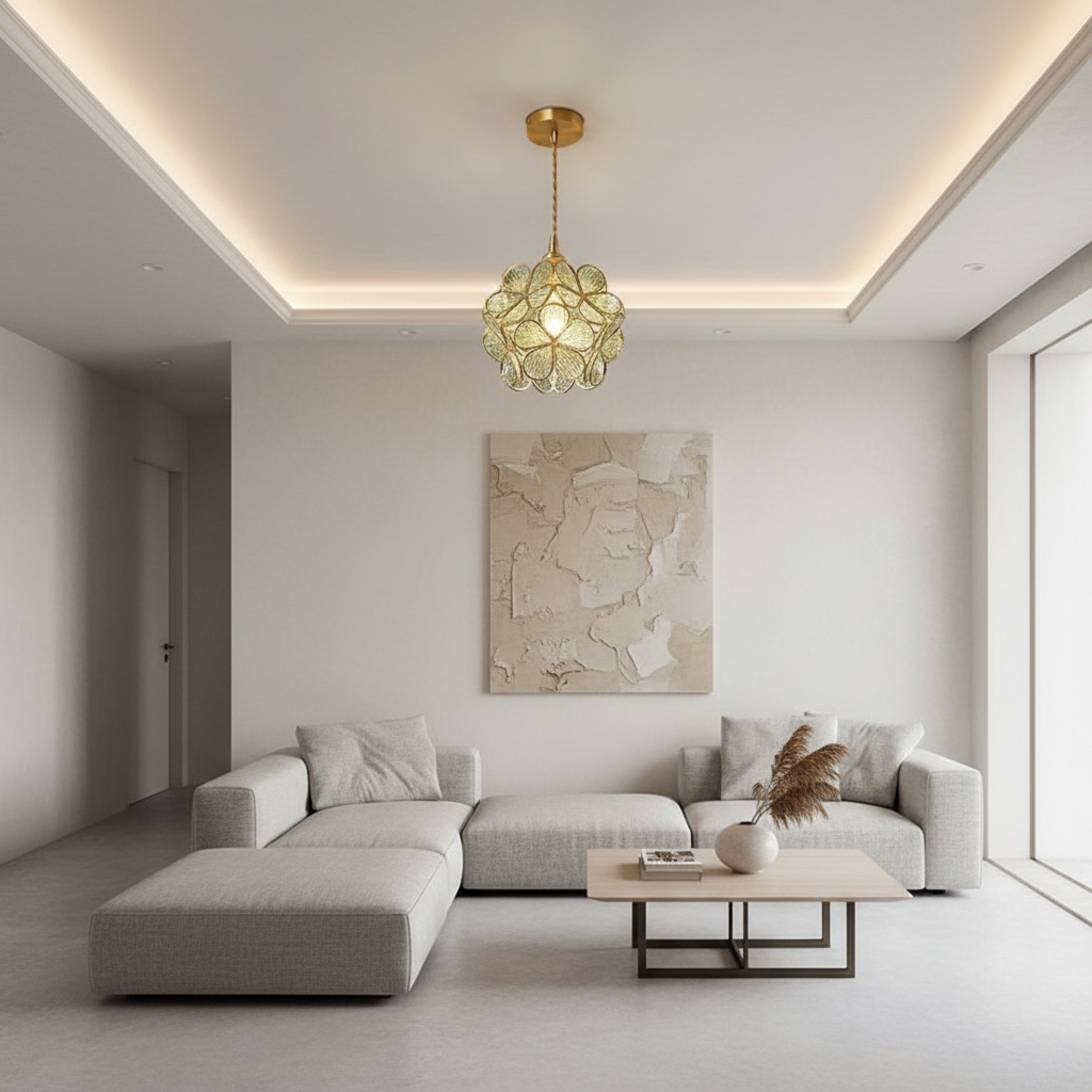 FloralAura | Artistic Retro Glass Pendant Light for Kitchen Island
