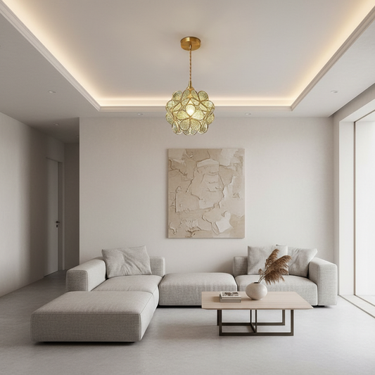 FloralAura | Artistic Retro Glass Pendant Light for Kitchen Island