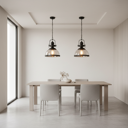 Luminara | Stylish Black Industrial Glass Pendant Light Fixture