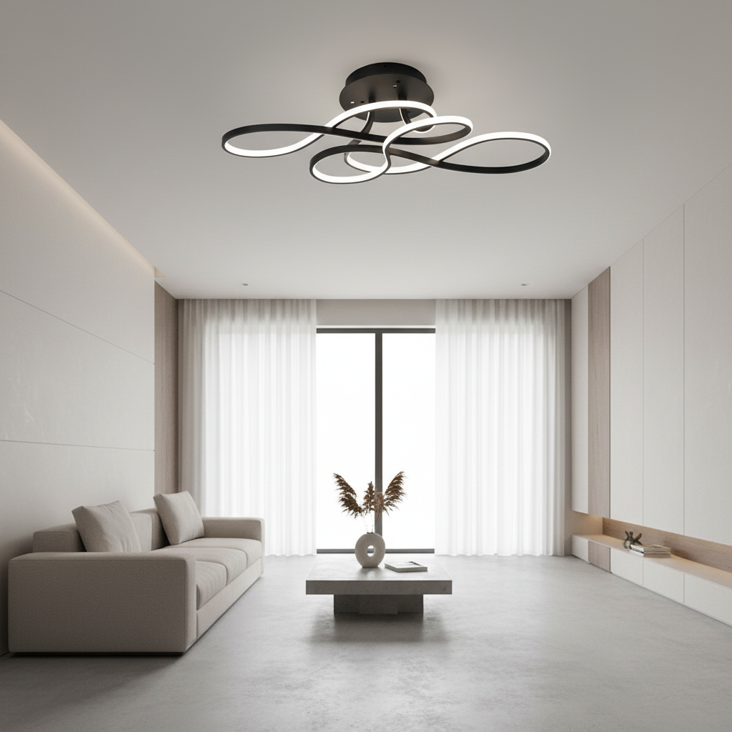 Curvella | Elegant Modern Geometric LED Flush Mount Ceiling Light