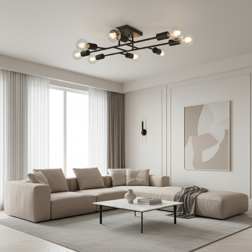 BrassElegance | Vintage Elegant 8-Light Semi Flush Mount Ceiling Light