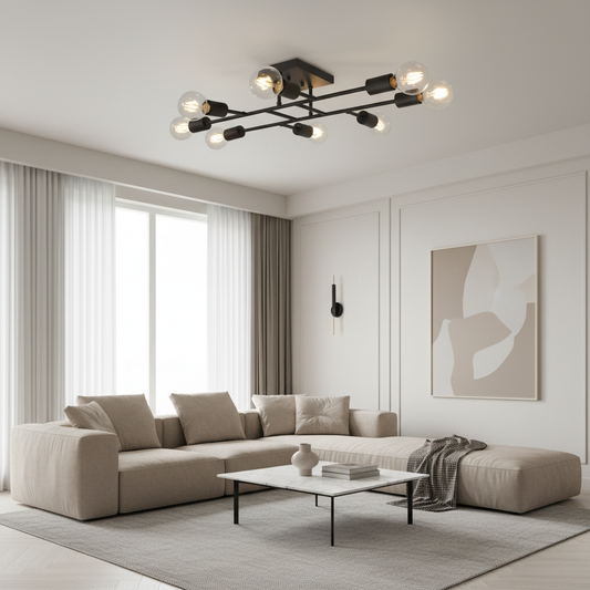 BrassElegance | Vintage Elegant 8-Light Semi Flush Mount Ceiling Light
