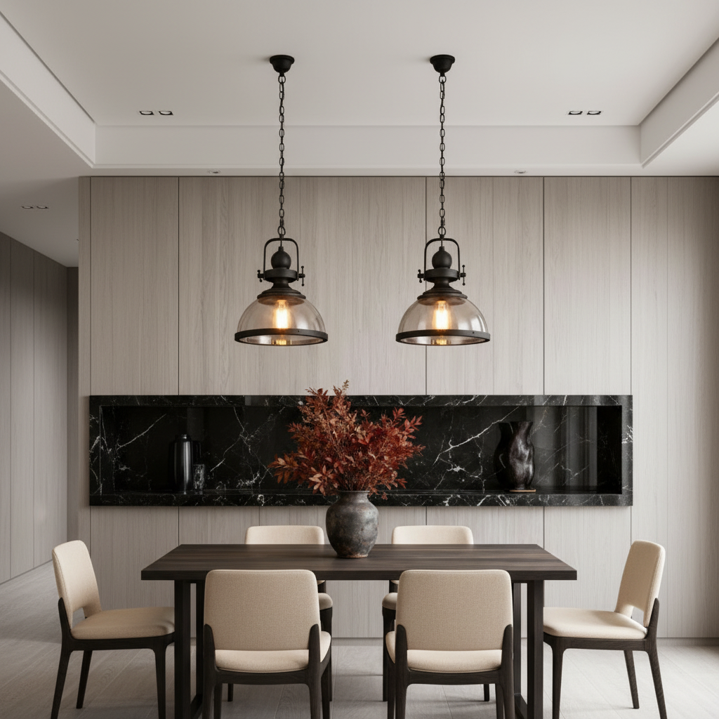 Luminara | Stylish Black Industrial Glass Pendant Light Fixture