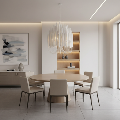 TimberGlow | Elegant Rustic Wooden Modern Chandelier Light with Adjustable Chain