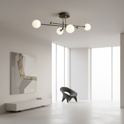 Celestia | Elegant Geometric Sputnik Globe Semi-Flush Mount Light