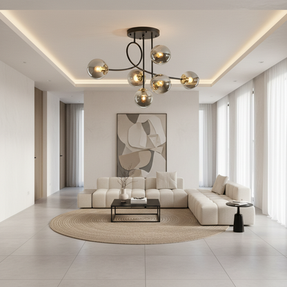 Lunaria | Elegant Modern Gold Semi-Flush Mount Chandelier Light Fixture