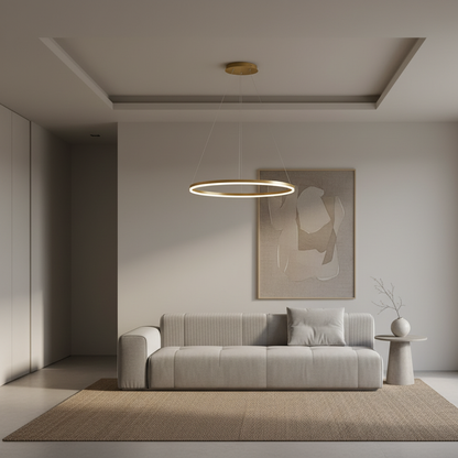 Lunara | Modern Elegant Black Aluminum LED Ring Chandelier