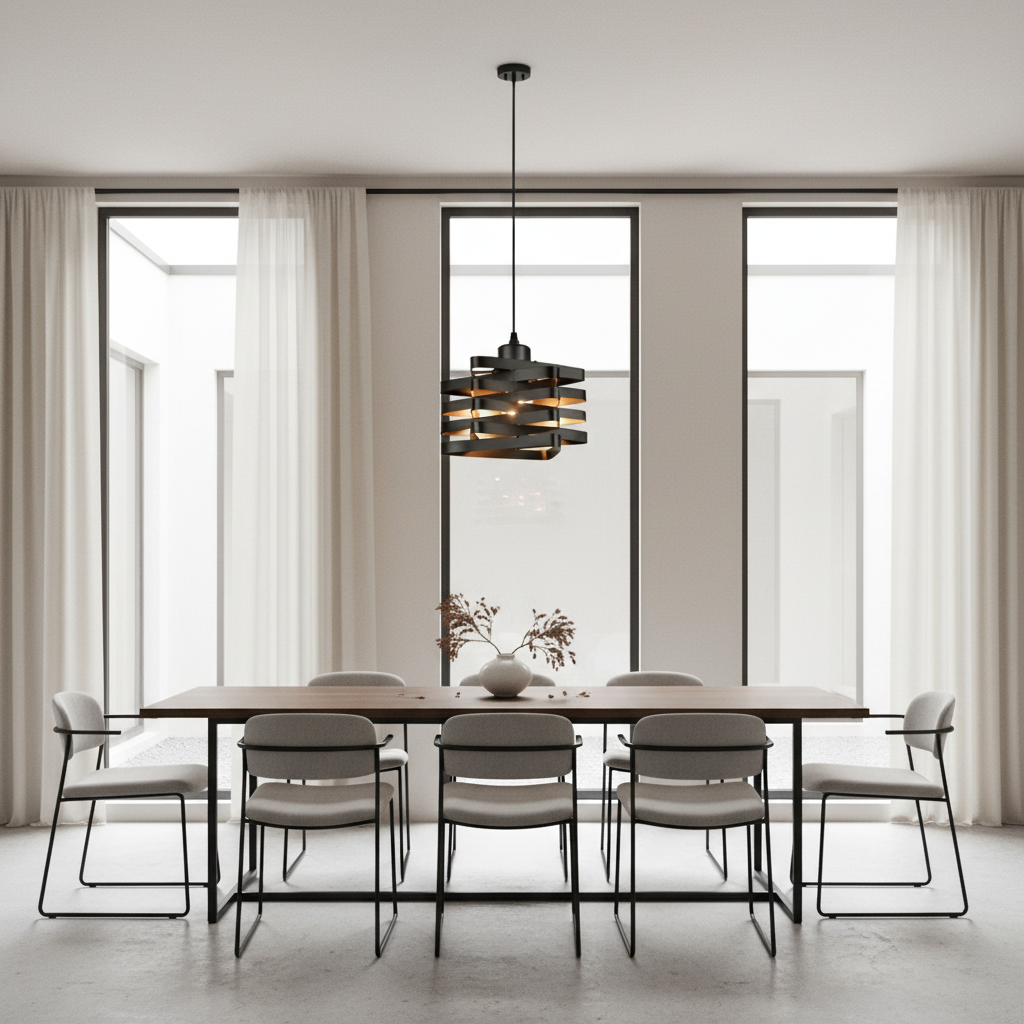 IronCraft | Stylish Black Metal Ribbon Kitchen Pendant Lighting