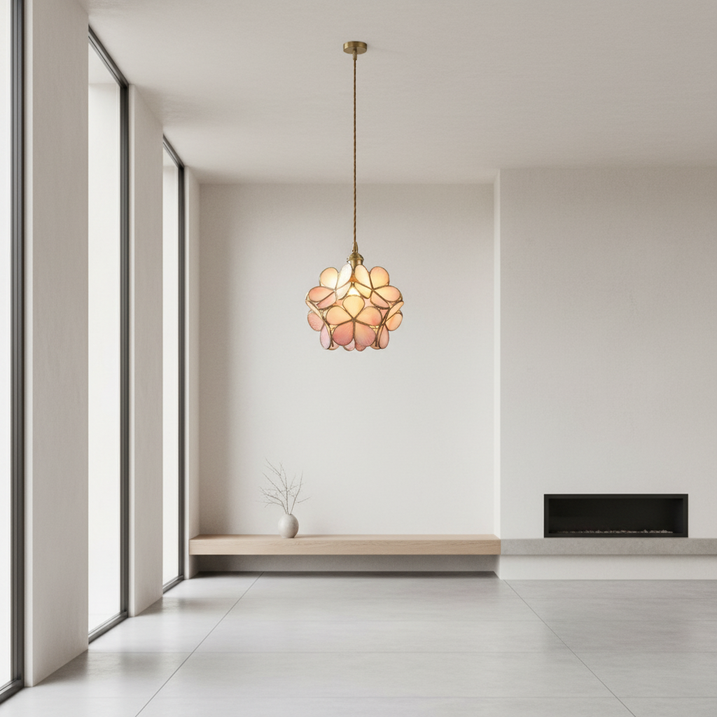 FloralAura | Artistic Retro Glass Pendant Light for Kitchen Island