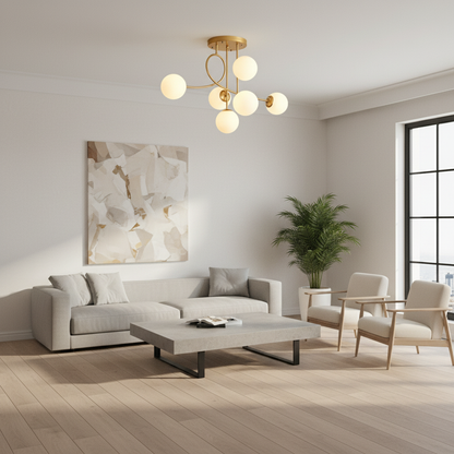 Lunaria | Elegant Modern Gold Semi-Flush Mount Chandelier Light Fixture
