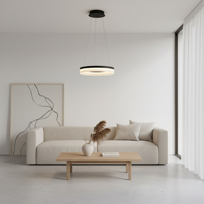 Lunara | Sleek Modern Black Pendant Light with Dimmable LED Illumination