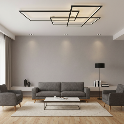 Geometra | Modern Sleek Aluminum LED Flush Mount Ceiling Light Fixture