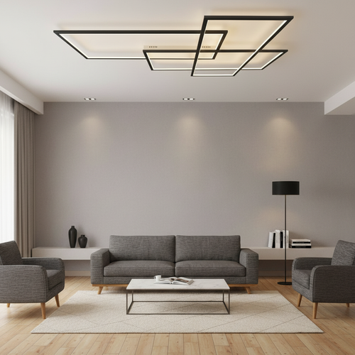 Geometra | Modern Sleek Aluminum LED Flush Mount Ceiling Light Fixture