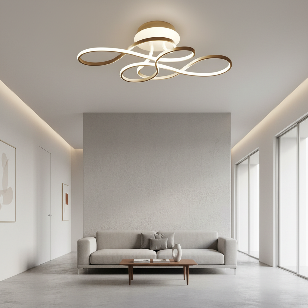 Curvella | Elegant Modern Geometric LED Flush Mount Ceiling Light