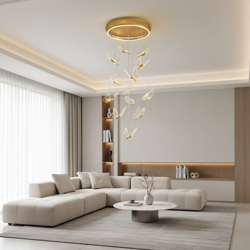 AureliaGlow | Elegant Modern Acrylic Butterfly Chandelier Design