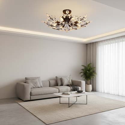 LuminaraCrystal | Elegant Dual-Mode Flush Mount Ceiling Light Fixture