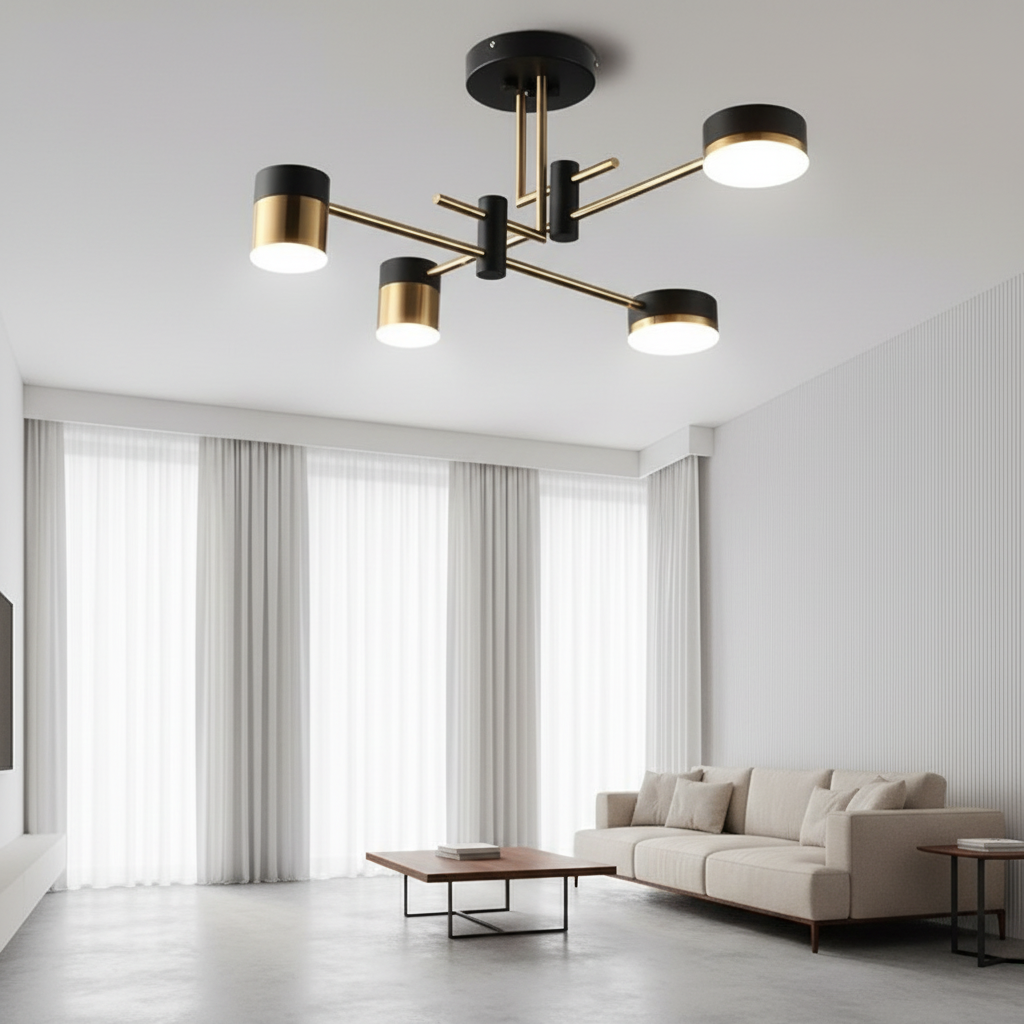 CelestiaSphere | Stylish Modern Black Gold Sputnik Ceiling Light