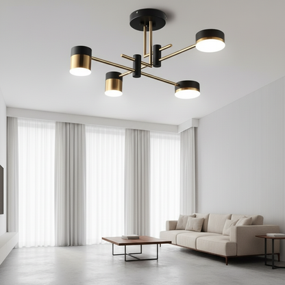 CelestiaSphere | Stylish Modern Black Gold Sputnik Ceiling Light