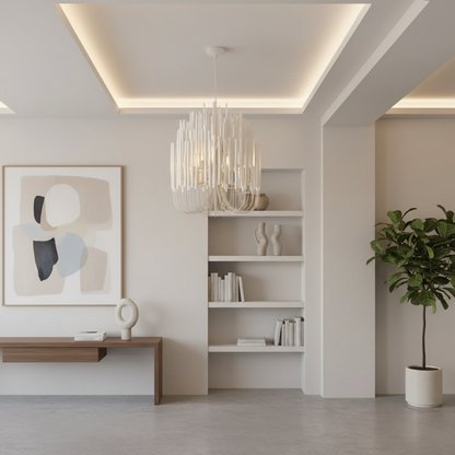 TimberGlow | Elegant Rustic Wooden Modern Chandelier Light with Adjustable Chain