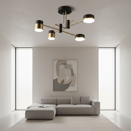 CelestiaSphere | Stylish Modern Black Gold Sputnik Ceiling Light
