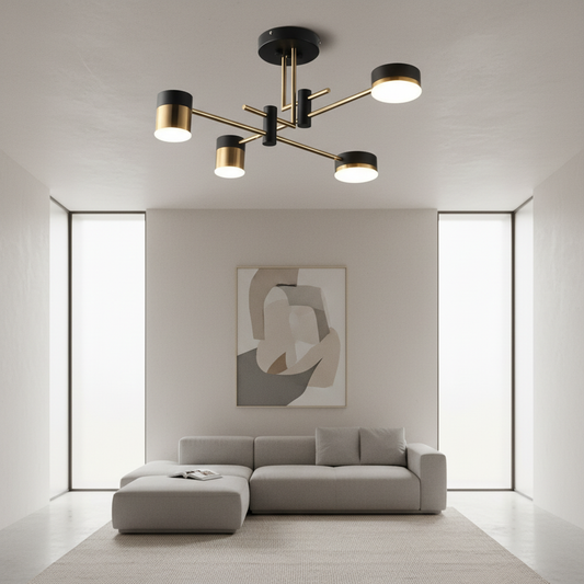 CelestiaSphere | Stylish Modern Black Gold Sputnik Ceiling Light