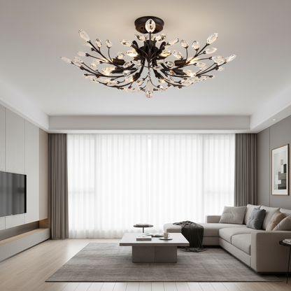 LuminaraCrystal | Elegant Dual-Mode Flush Mount Ceiling Light Fixture