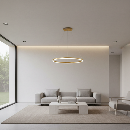 Lunara | Modern Elegant Black Aluminum LED Ring Chandelier