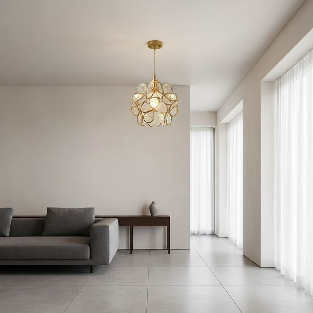 FloralAura | Artistic Retro Glass Pendant Light for Kitchen Island