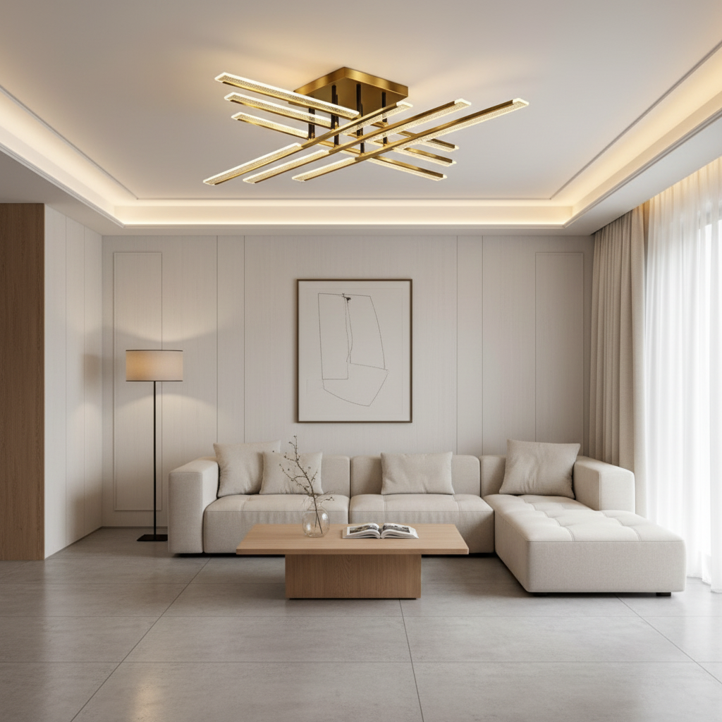 AuroraGlow | Stylish Minimalist Gold Flush Mount LED Ceiling Light