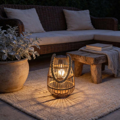 RattanGlow | Charming Vintage Outdoor Solar Lantern for Ambiance