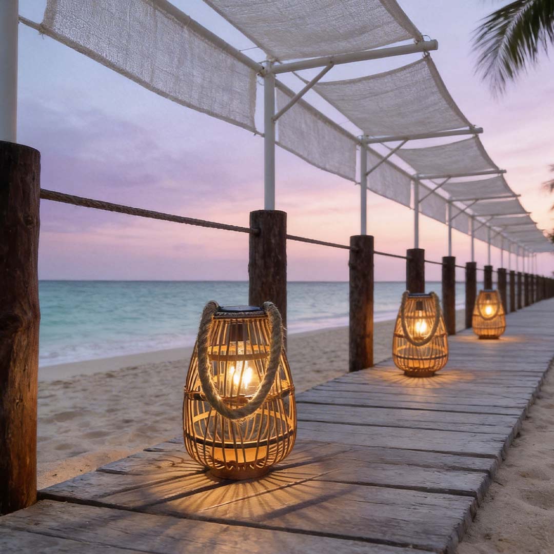 RattanGlow | Charming Vintage Outdoor Solar Lantern for Ambiance