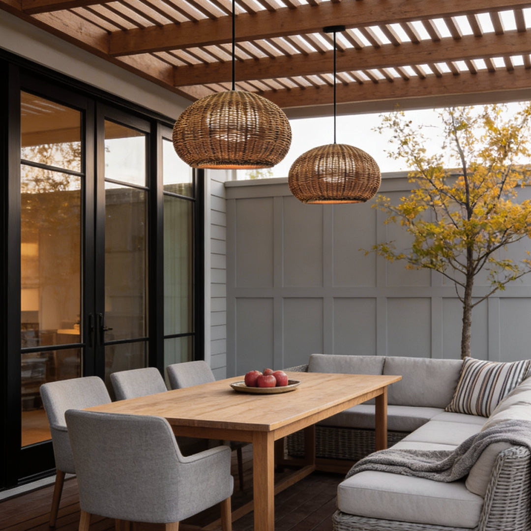 RattanGlow | Elegant Natural Woven Outdoor Wall Lights for Patios 2
