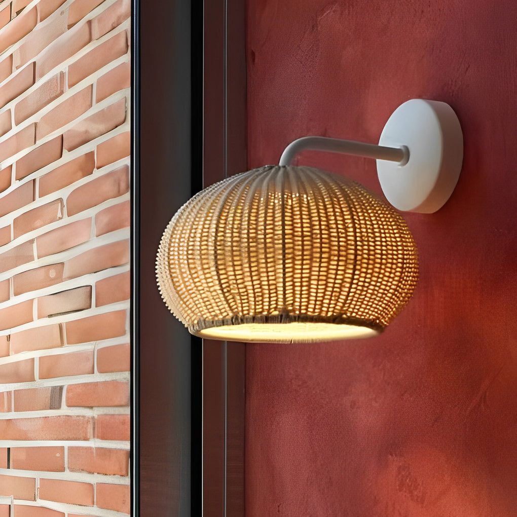 RattanGlow | Elegant Natural Woven Outdoor Wall Lights for Patios 4